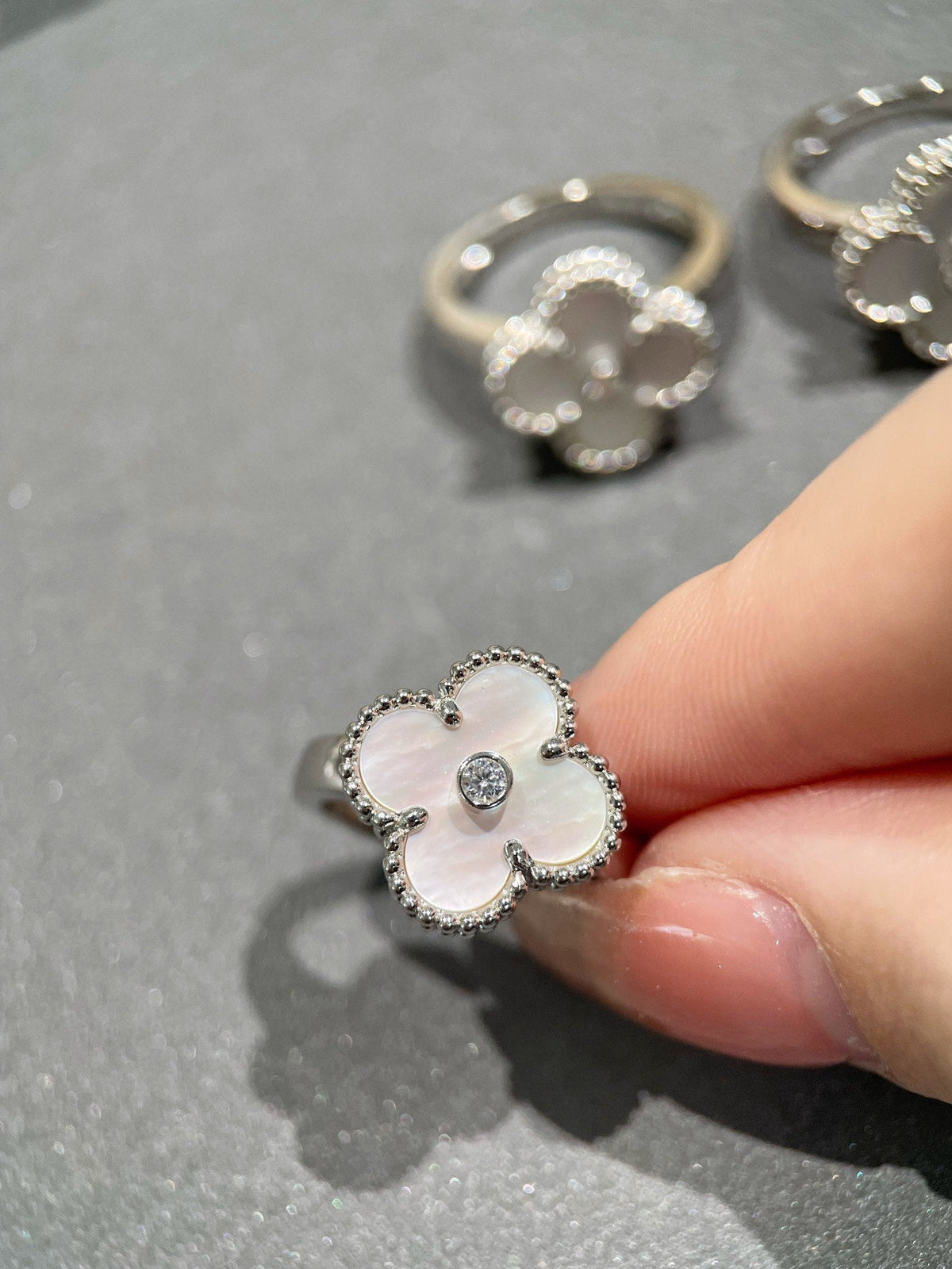[Glow Muse]CLOVER SILVER MOP DIAMOND RING
