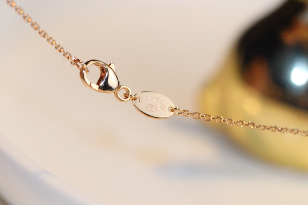 [Glow Muse]JEUX MALACHITE 1 DIAMOND PINK GOLD NECKLACE