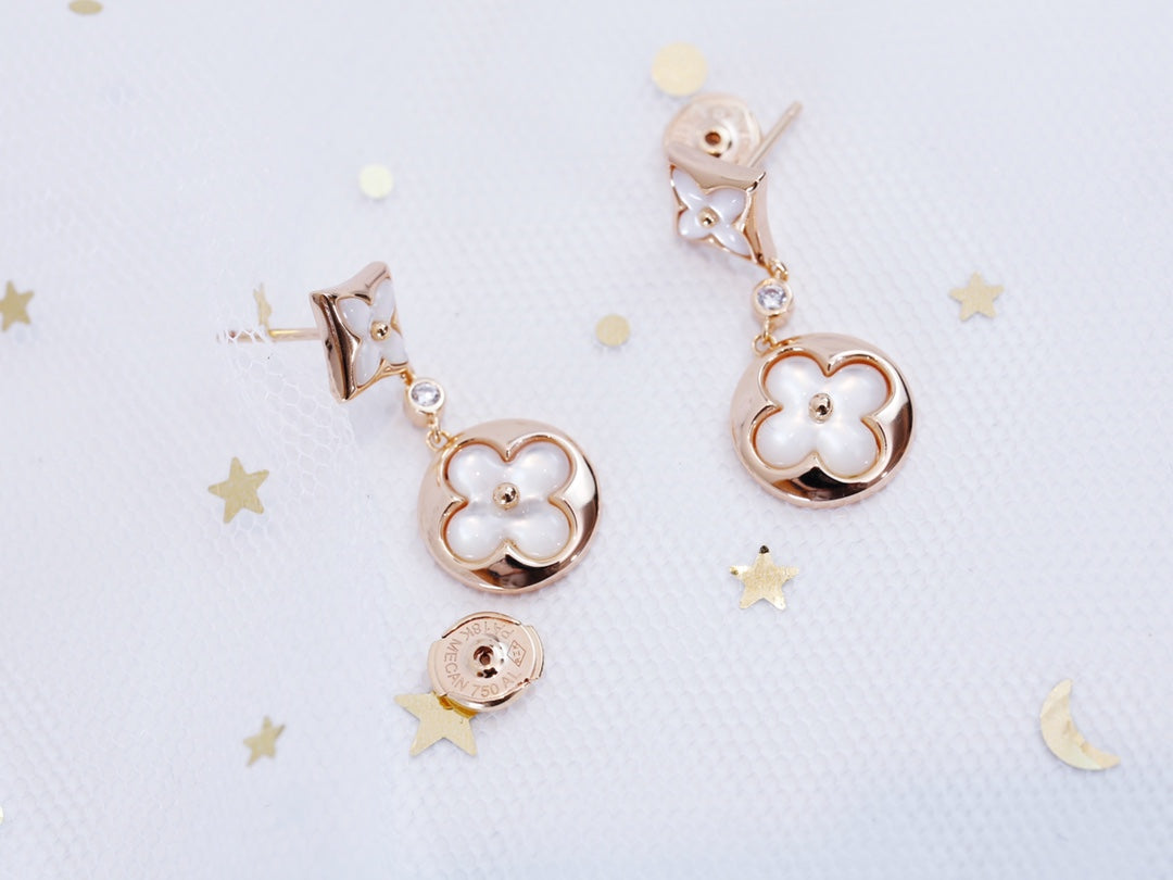 [Glow Muse]STAR AND SUN PINK GOLD MOP DROP EARRINGS