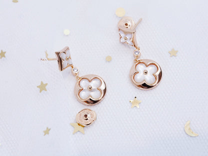 [Glow Muse]STAR AND SUN PINK GOLD MOP DROP EARRINGS