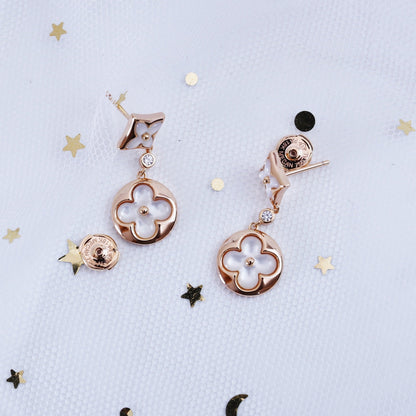 [Glow Muse]STAR AND SUN PINK GOLD MOP DROP EARRINGS