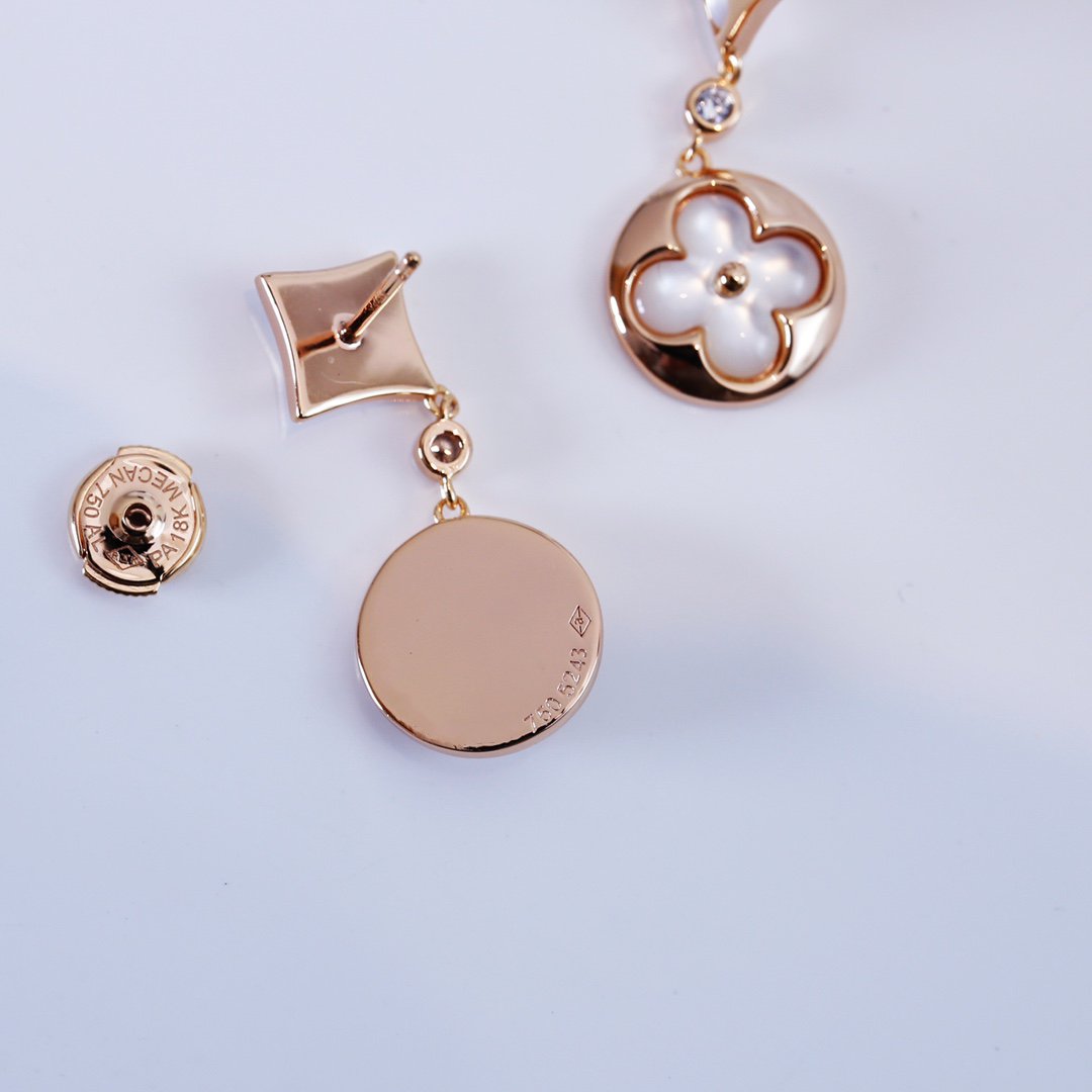 [Glow Muse]STAR AND SUN PINK GOLD MOP DROP EARRINGS