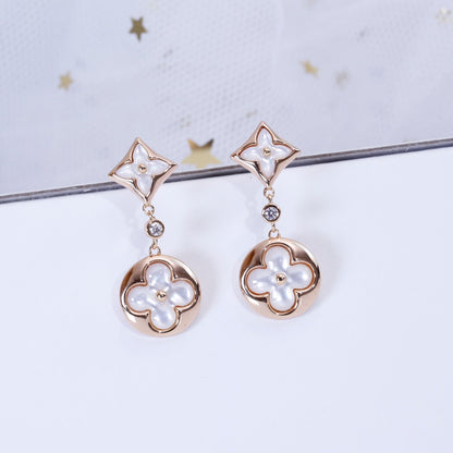 [Glow Muse]STAR AND SUN PINK GOLD MOP DROP EARRINGS
