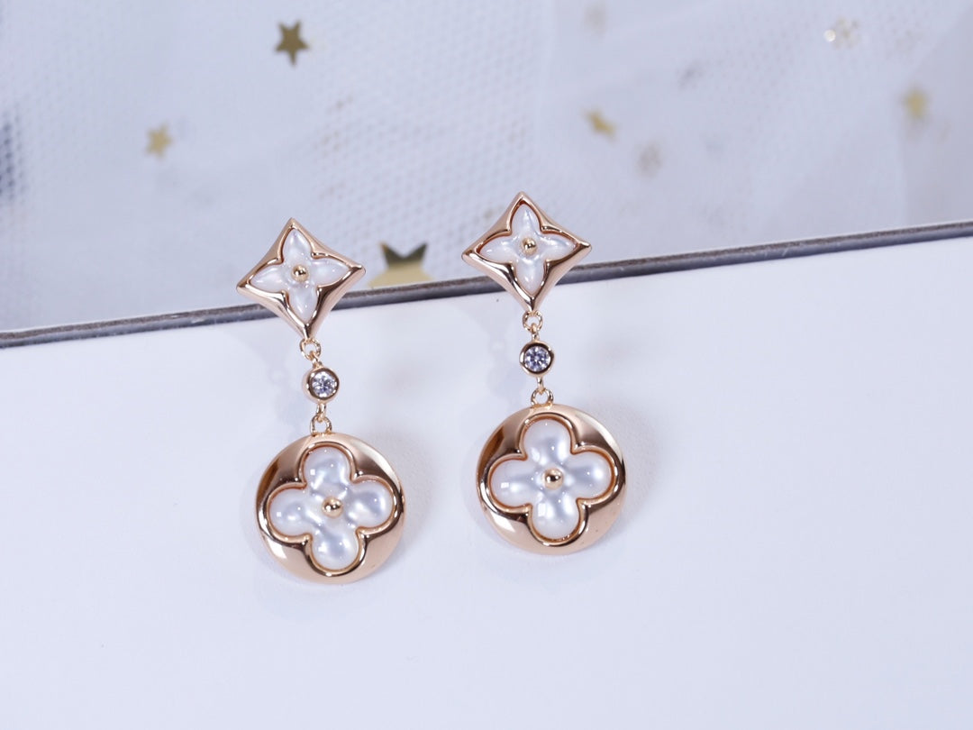 [Glow Muse]STAR AND SUN PINK GOLD MOP DROP EARRINGS