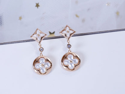 [Glow Muse]STAR AND SUN PINK GOLD MOP DROP EARRINGS