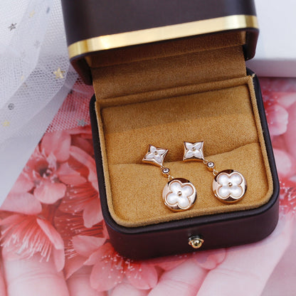 [Glow Muse]STAR AND SUN PINK GOLD MOP DROP EARRINGS