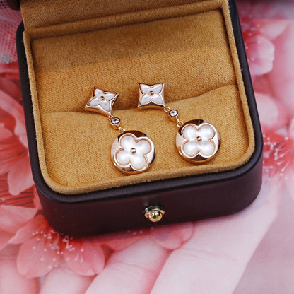 [Glow Muse]STAR AND SUN PINK GOLD MOP DROP EARRINGS
