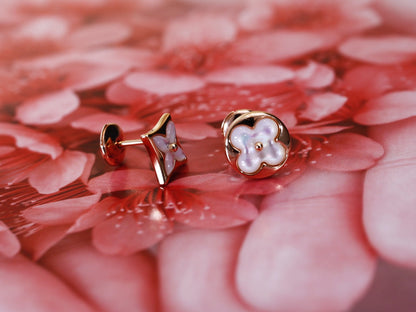 [Glow Muse]STAR AND SUN PINK GOLD MOP STUD EARRINGS