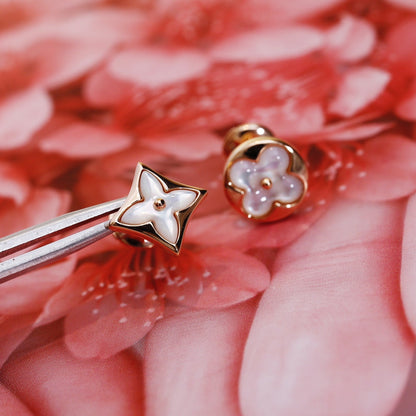 [Glow Muse]STAR AND SUN PINK GOLD MOP STUD EARRINGS