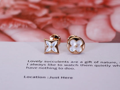 [Glow Muse]STAR AND SUN PINK GOLD MOP STUD EARRINGS