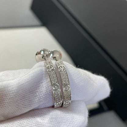 [Glow Muse]LOVE DIAMOND SILVER HOOP EARRINGS