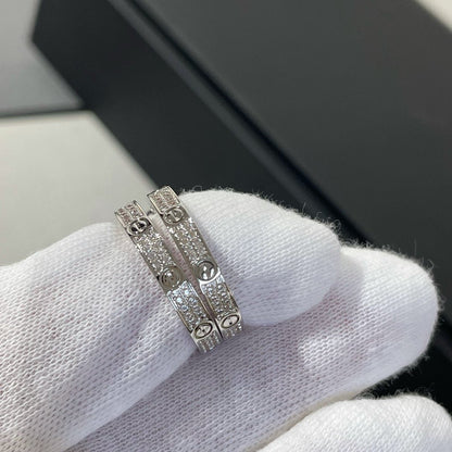 [Glow Muse]LOVE DIAMOND SILVER HOOP EARRINGS