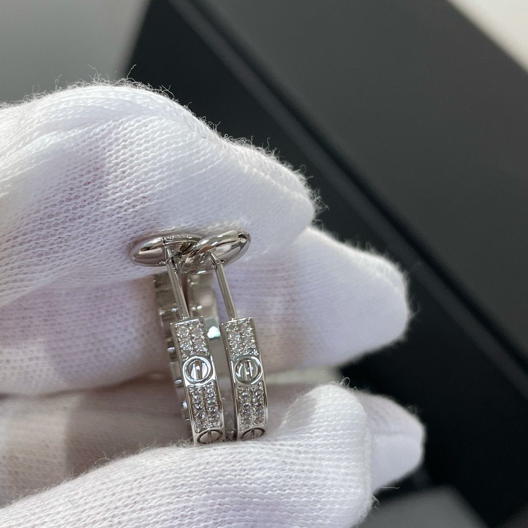 [Glow Muse]LOVE DIAMOND SILVER HOOP EARRINGS