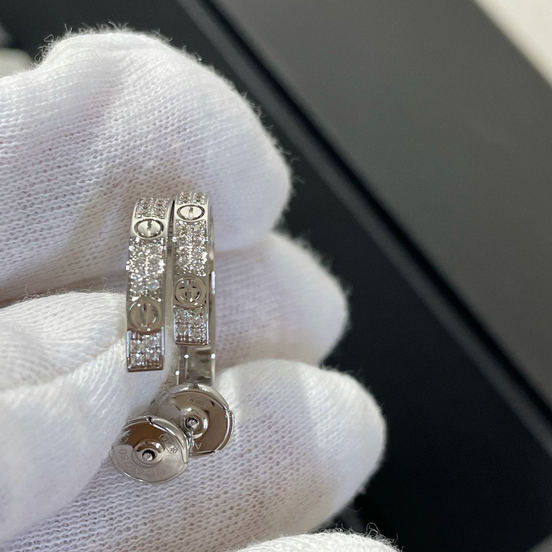 [Glow Muse]LOVE DIAMOND SILVER HOOP EARRINGS