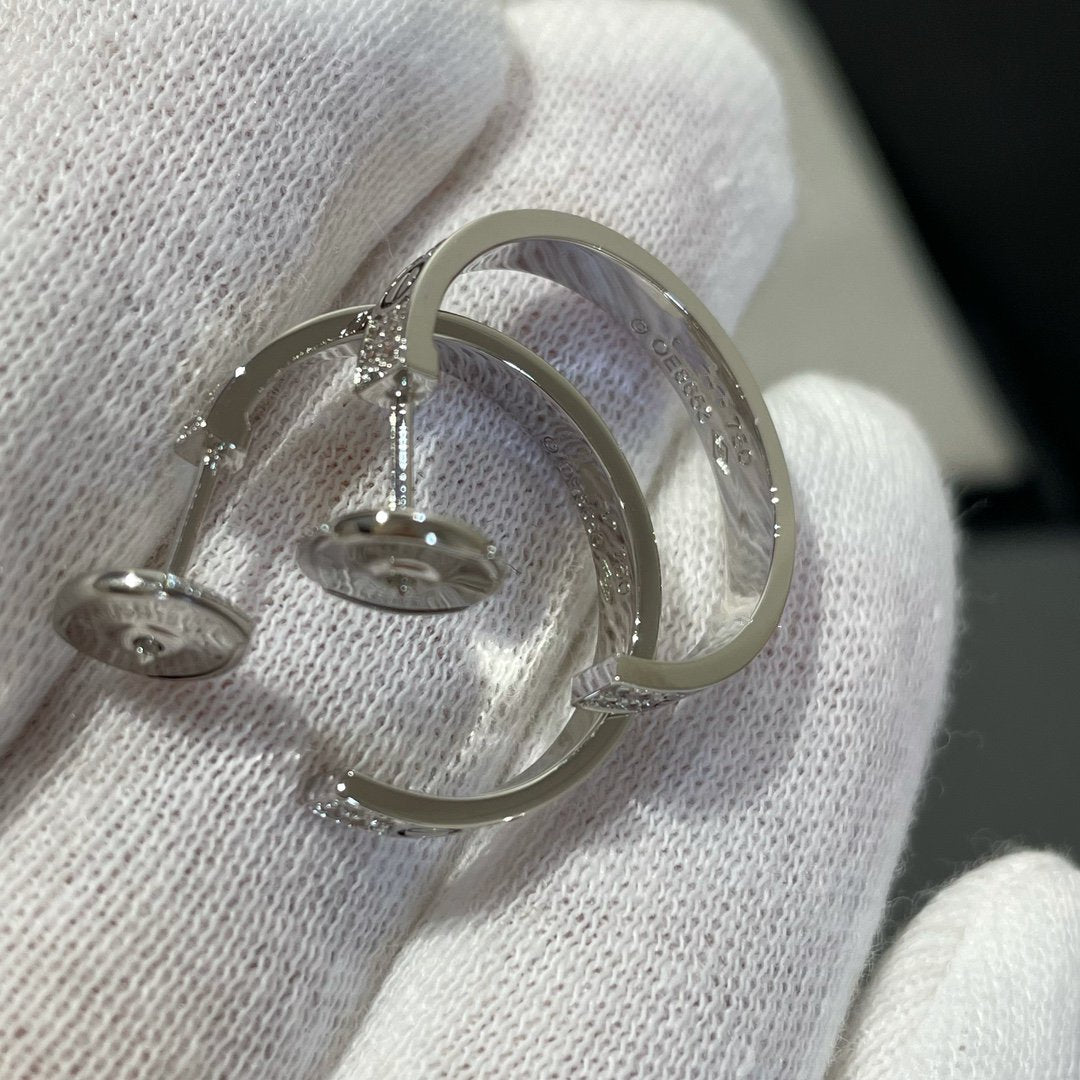 [Glow Muse]LOVE DIAMOND SILVER HOOP EARRINGS