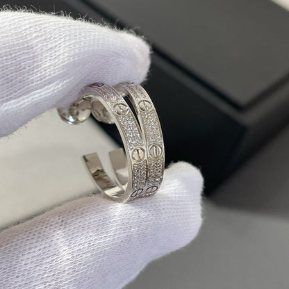 [Glow Muse]LOVE DIAMOND SILVER HOOP EARRINGS
