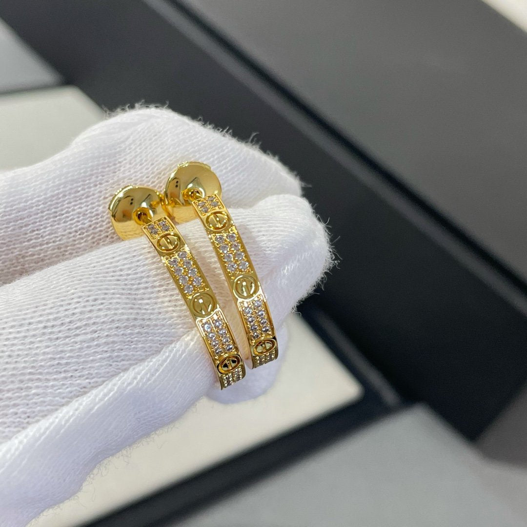 [Glow Muse]LOVE DIAMOND GOLD HOOP EARRINGS