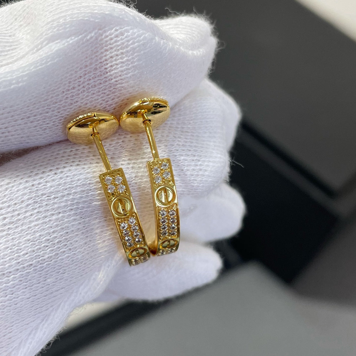 [Glow Muse]LOVE DIAMOND GOLD HOOP EARRINGS