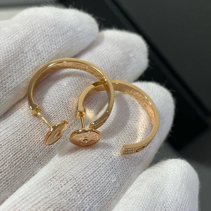 [Glow Muse]LOVE DIAMOND PINK GOLD HOOP EARRINGS