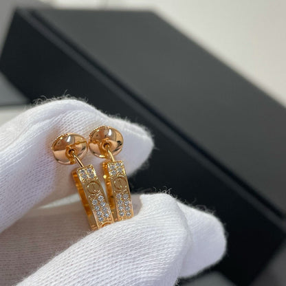 [Glow Muse]LOVE DIAMOND PINK GOLD HOOP EARRINGS