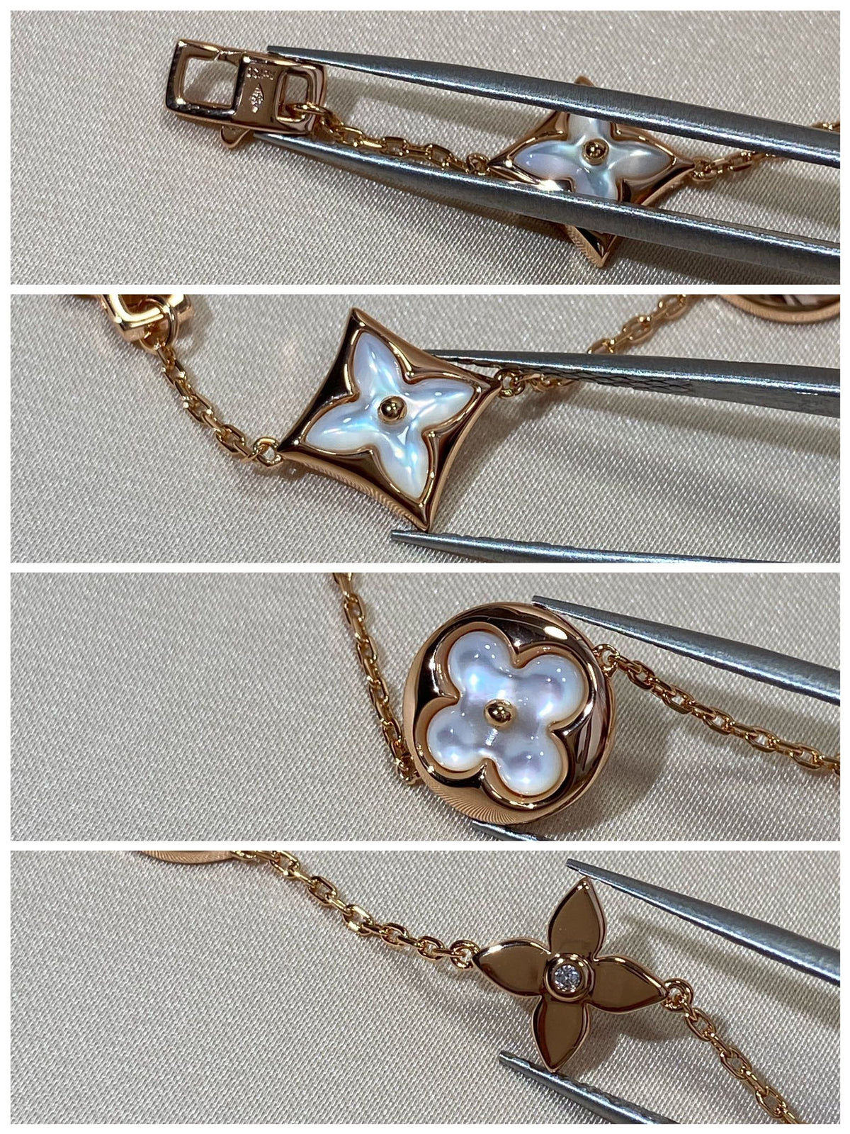 [Glow Muse]STAR AND SUN 5 MOTIF MOP PINK GOLD BRACELET