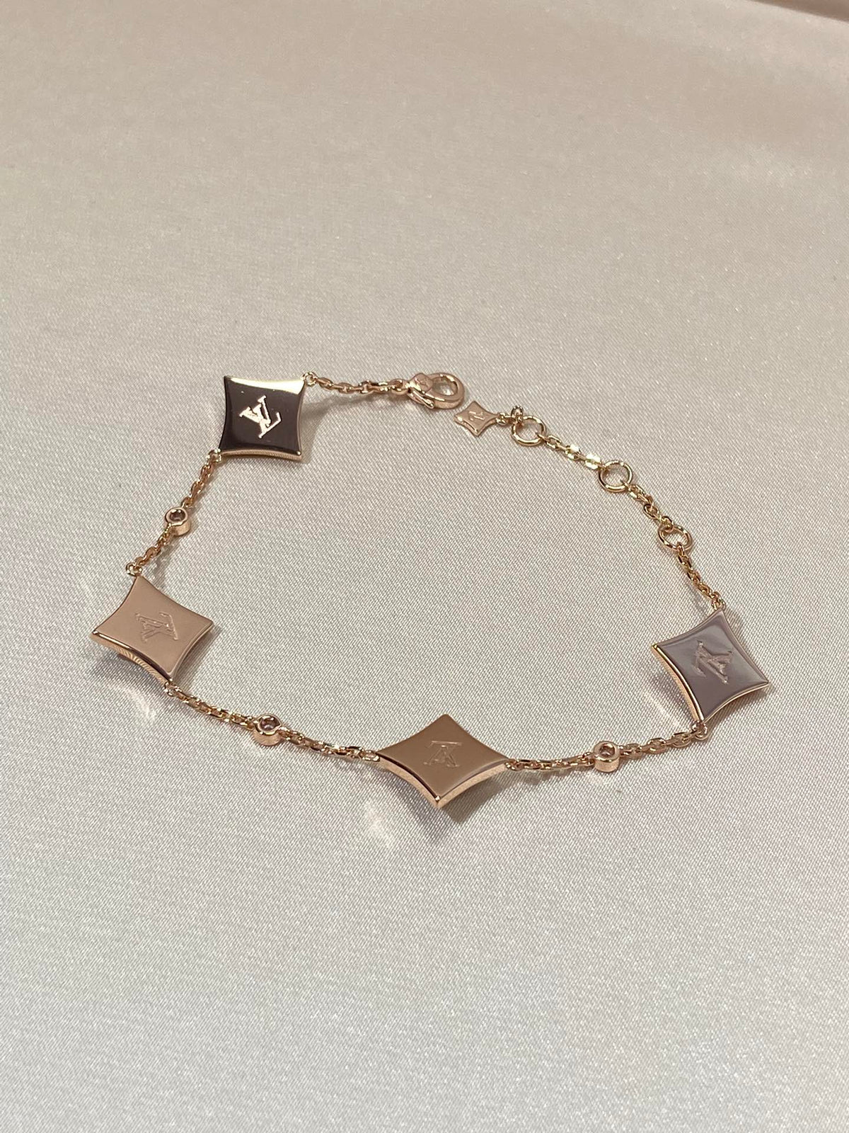 [Glow Muse]STAR 4 MOTIF MOP DIAMOND PINK GOLD BRACELET