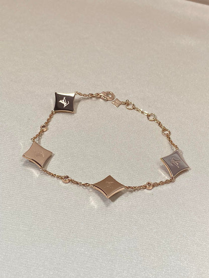 [Glow Muse]STAR 4 MOTIF MOP DIAMOND PINK GOLD BRACELET