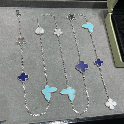 [Glow Muse]LUCKY CLOVER SILVER 11 MOTIF NECKLACE