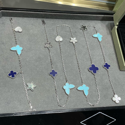 [Glow Muse]LUCKY CLOVER SILVER 11 MOTIF NECKLACE