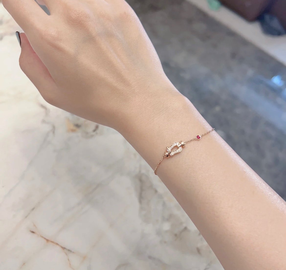 [Glow Muse]FORCE 10 DIAMOND CHAIN LINK PINK GOLD BRACELET