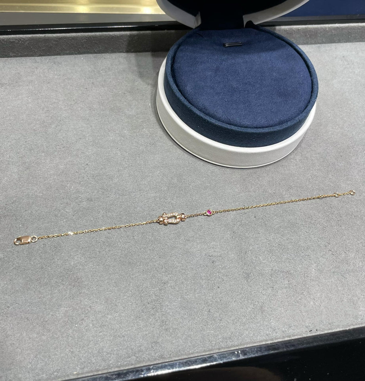 [Glow Muse]FORCE 10 DIAMOND CHAIN LINK PINK GOLD BRACELET