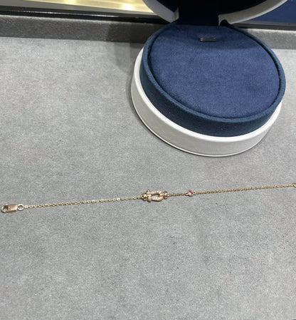 [Glow Muse]FORCE 10 DIAMOND CHAIN LINK PINK GOLD BRACELET
