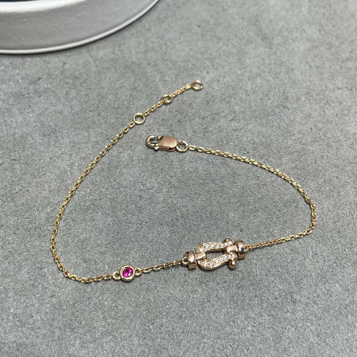 [Glow Muse]FORCE 10 DIAMOND CHAIN LINK PINK GOLD BRACELET