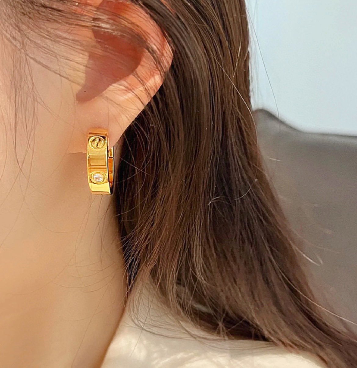 [Glow Muse]LOVE 5.5MM 1 DIAMOND EARRINGS