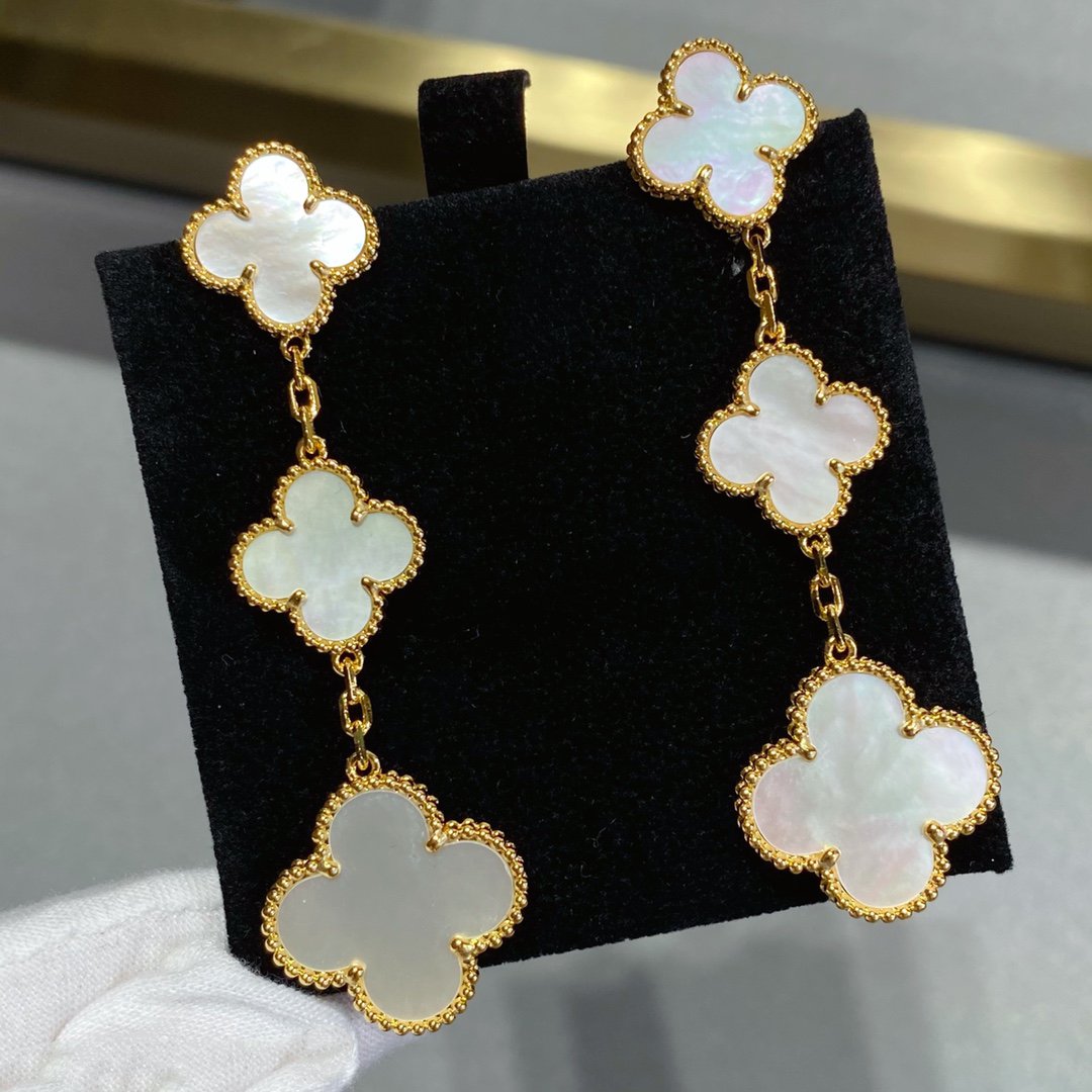 [Glow Muse]CLOVER MOP 3 MOTIFS GOLD EARRINGS