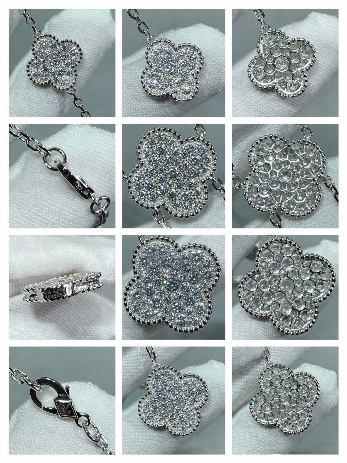 [Glow Muse]CLOVER 6 MOTIF DIAMOND PAVED NECKLACE