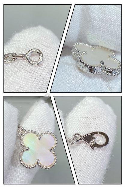 [Glow Muse]CLOVER 5 MOTIF WHITE MOP SILVER BRACELET
