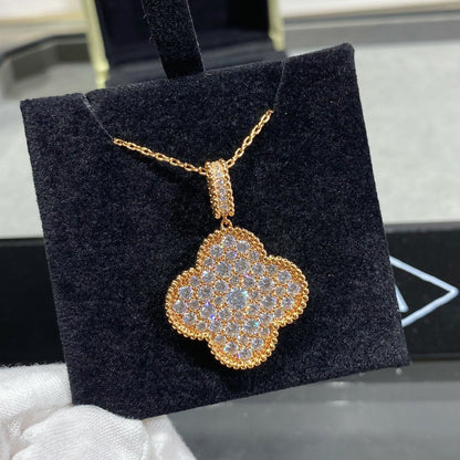 [Glow Muse]CLOVER 25MM LARGE PEDANT DIAMOND PAVED LONG NECKLACE