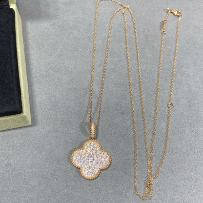 [Glow Muse]CLOVER 25MM LARGE PEDANT DIAMOND PAVED LONG NECKLACE