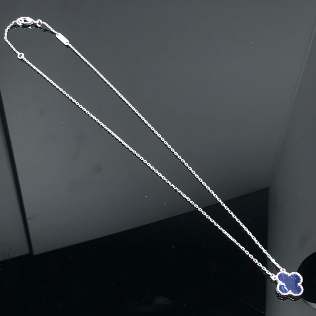[Glow Muse]CLOVER PIETERSITE SILVER LONG NECKLACE