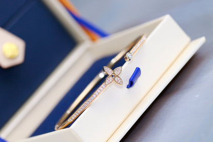 [Glow Muse]IDYLLE PINK GOLD OPEN BRACELET DIAMOND PAVED