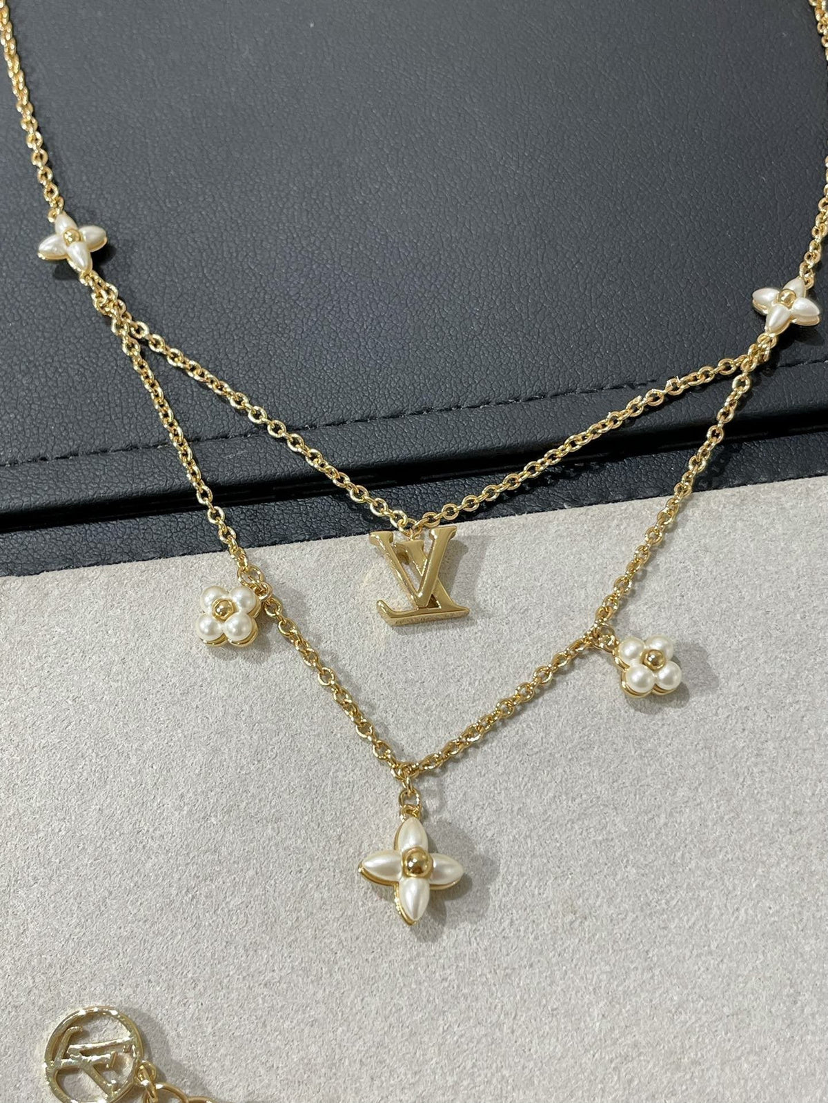 [Glow Muse]FLOWERGRAM GOLD MOP DOUBLE ROW NECKLACE