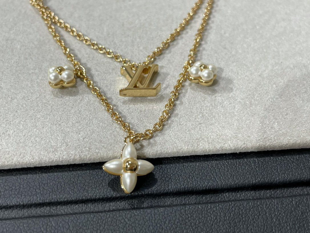 [Glow Muse]FLOWERGRAM GOLD MOP DOUBLE ROW NECKLACE