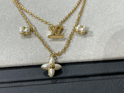[Glow Muse]FLOWERGRAM GOLD MOP DOUBLE ROW NECKLACE