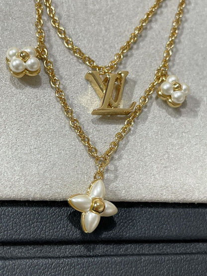 [Glow Muse]FLOWERGRAM GOLD MOP DOUBLE ROW NECKLACE