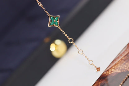 [Glow Muse]STAR AND SUN 4 MOTIF PINK GOLD MALACHITE BRACELET