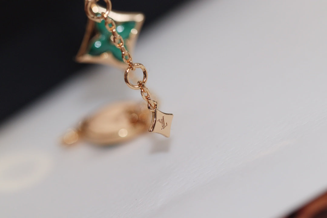 [Glow Muse]STAR AND SUN 4 MOTIF PINK GOLD MALACHITE BRACELET