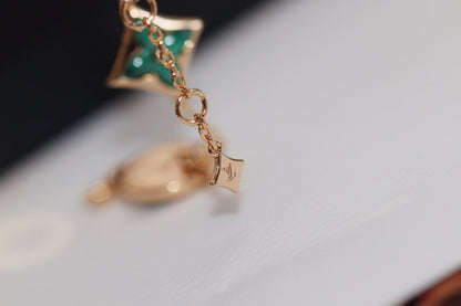 [Glow Muse]STAR AND SUN 4 MOTIF PINK GOLD MALACHITE BRACELET