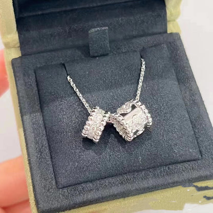 [Glow Muse]PERLEE DOUBLE PENDANT SILVER DIAMOND NECKLACE