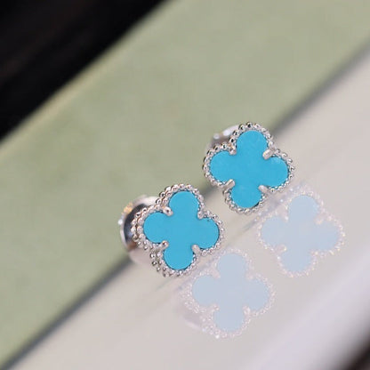 [Glow Muse]CLOVER MINI TURQUOISE SILVER STUD EARRINGS